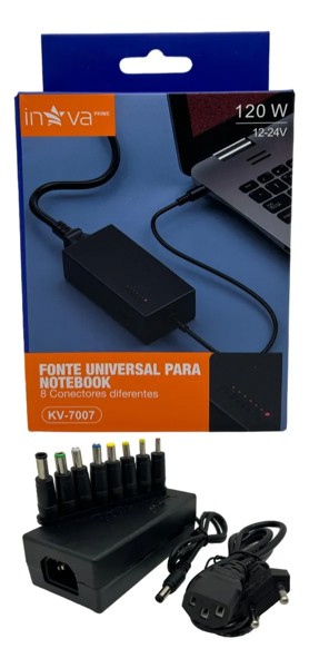 FONTE UNIVERSAL NOTEBOOK  8 CONECTORES 12-24V 120W INOVA KV-7007 R.30054