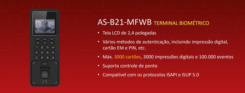 CONTROLE DE ACESSO HILOOK BIOMETRICO AS-B21-MFWB R.01064 - D