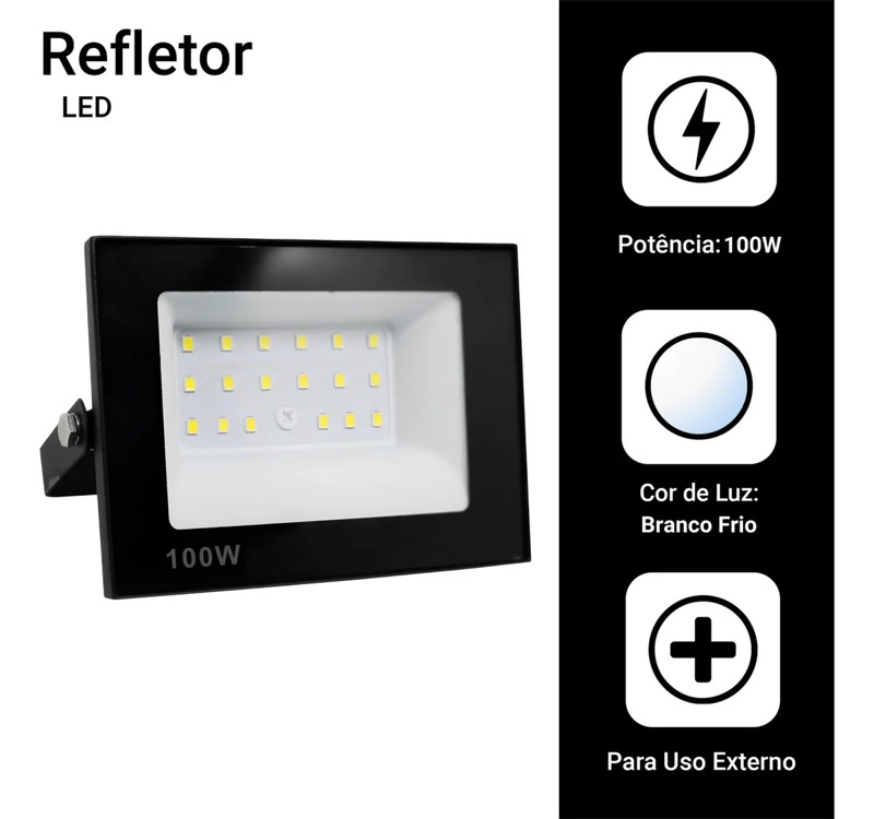REFLETOR DE LED 100W BRANCO FRIO 6000K KOALES ULTRA THIN R.030374