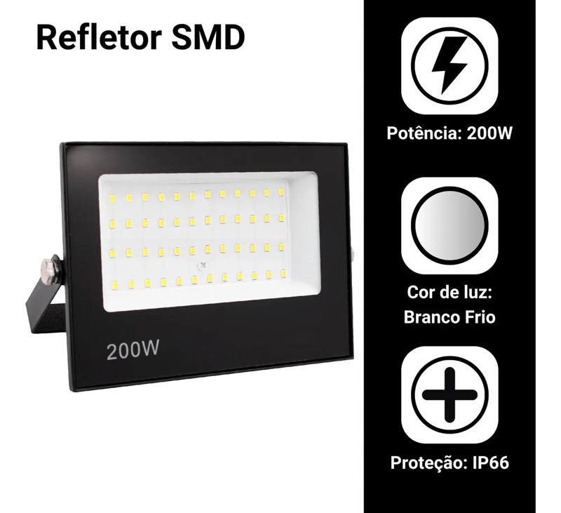 REFLETOR DE LED 200W BRANCO FRIO 6000K KOALES ULTRA THIN R.30136