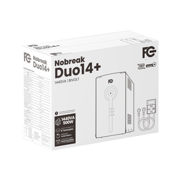 NOBREAK 1440VA 864W FC BIVOLT BATERIA EXTERNA FC-14DUOBN 6 TOMADAS R.30855-D