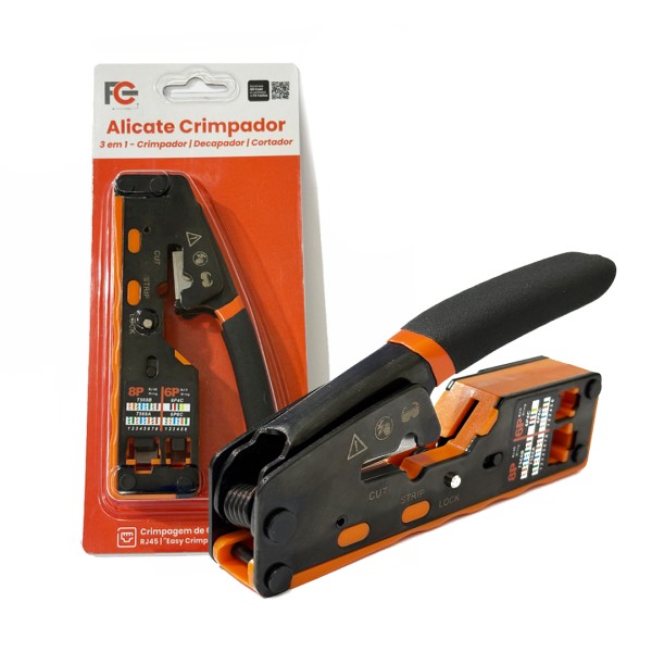 ALICATE CRIPADOR DECAPADOR CORTADOR RJ45 E RJ11 3X1 FC FC-RJ45BN R.00168-D