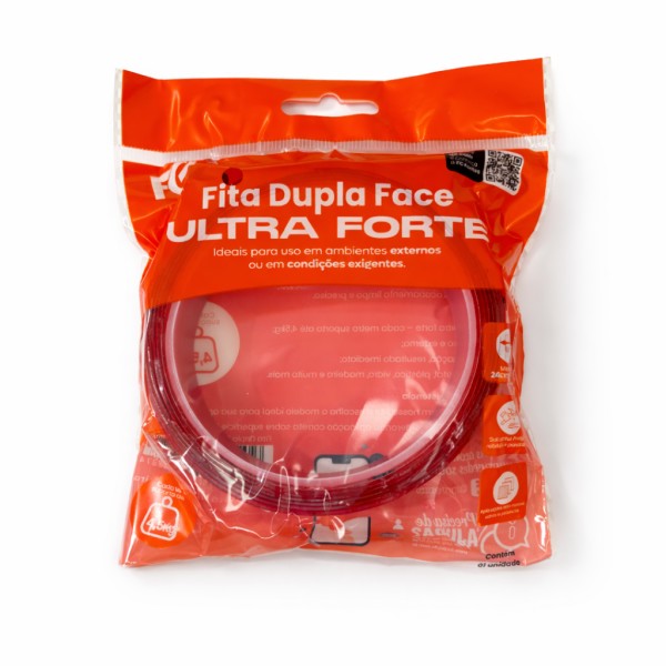 FITA DUPLA FACE 24MMX2M ULTRA FORTE VERMELHA FC FC-FT2402D R.22652-D