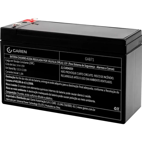 BATERIA SELADA CHUMBO 12V ALARME GAREN GAB71 R.00270