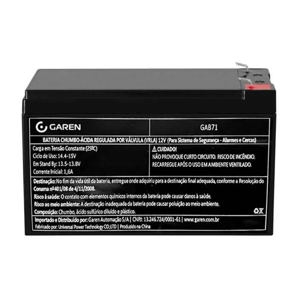 BATERIA SELADA CHUMBO 12V ALARME GAREN GAB71 R.00270