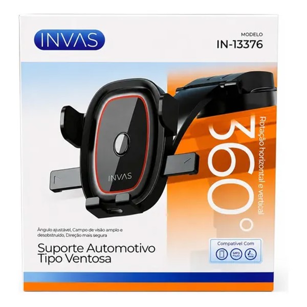 SUPORTE AUTOMOTIVO VEICULAR PARA CELULAR TIPO VENTOSA INVAS IN-13376  R.22637