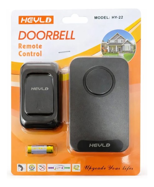 CAMPANHIA SEM FIO DOORBELL HEYLI HY-22 COM BATERIA PRETA 32 TOQUES R.00718
