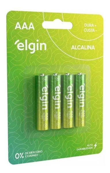 PILHA ALCALINA PALITO AAA BLISTER COM 4 PILHAS ELGIN LR03 1,5V R.02265