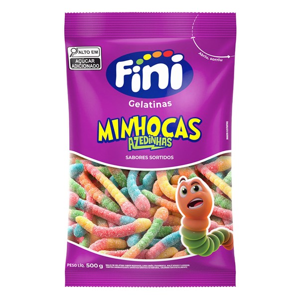 BALA DE GELATINA MINHOCAS AZEDINHAS SOTIDAS FINI 500G R.31699