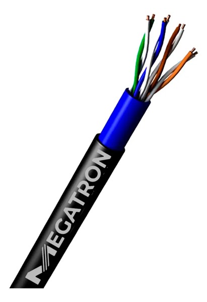 CABO REDE CAT5E EXTERNO DUPLA CAPA COBREADO PRETO MEGATRON 100M 4PX24AWG ULTRA R.30480-D