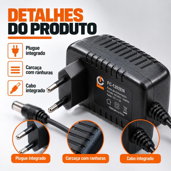 FONTE DE ALIMENTACAO CHAVEADA 12V 2A 24W FC FC-1202EN R.30113