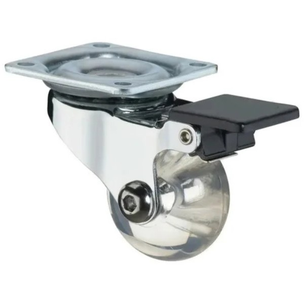 RODIZIO TRANSPARENTE C/FREIO SOPRANO 35MM 35KG