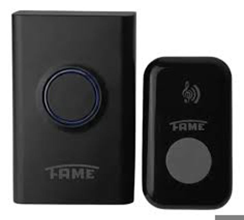 CAMPAINHA PRETA SEM FIO FAME 12V ALCANCE 50M 