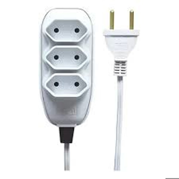 EXTENSAO ILUMI BRANCA 10MT 3 TOMA 2P  10A / 250V
