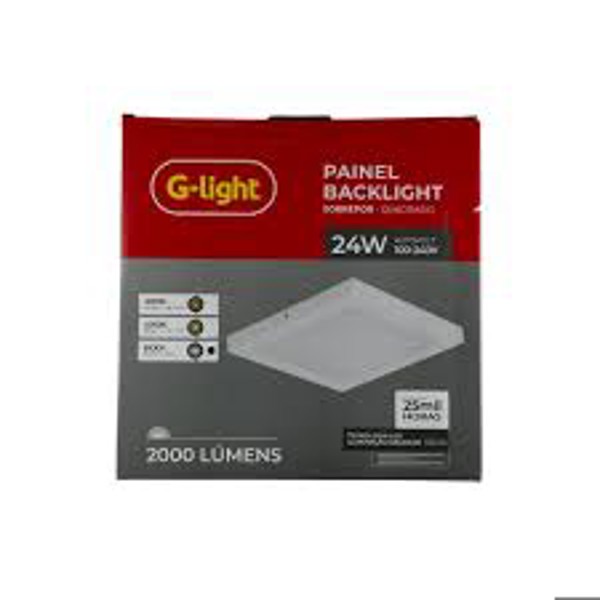 PAINEL LED SOBREPOR QUADRADO BACKLIGHT G-LIGHT 24W