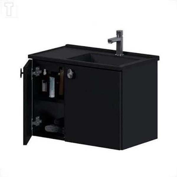 GABINETE ACO P/ BANHEIRO KIT CAJA PRETO  - COZIMAX    