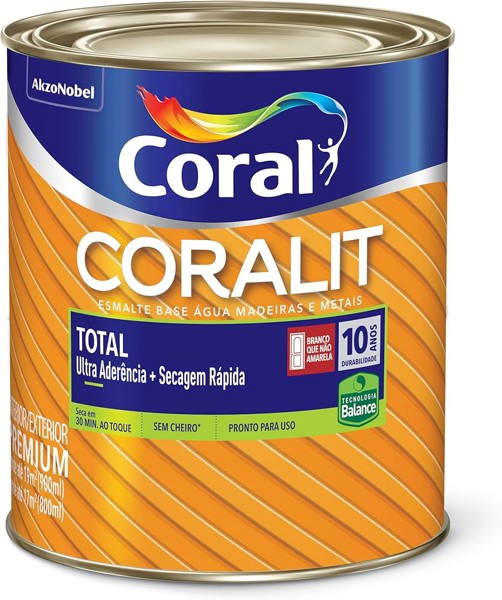 ESMALTE SINTETICO CORAL BASE AGUA 3,6L BRANCO BRILHANTE 