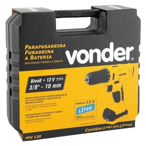 PARAFUSADEIRA VONDER COM MALETA BATERIA BIVOLT 12V