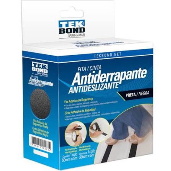 FITA ADESIVA ANTIDERRAPANTE PRETA 50MM X 5M - TEKBOND