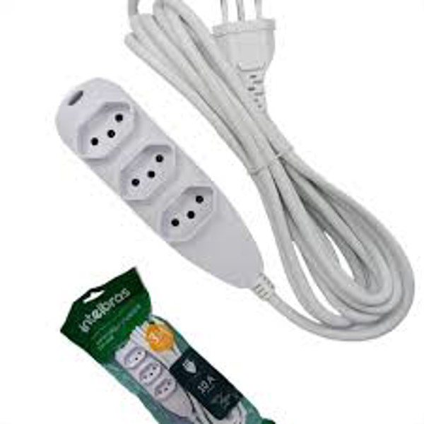 EXTENSAO ELETRICA INTELBRAS BRANCA 3MT 3 TOM 2P+T 10A/250V 
