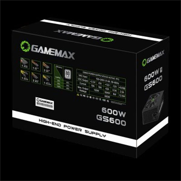 FONTE ATX 600W REAIS 80Plus WHITE GS600 BOX GAMEMAX