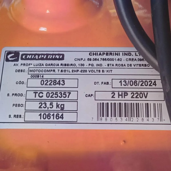 MOTOCOMPR. 7.6/21L 2HP-220 VOLTS S/KIT 7.6 S/KIT