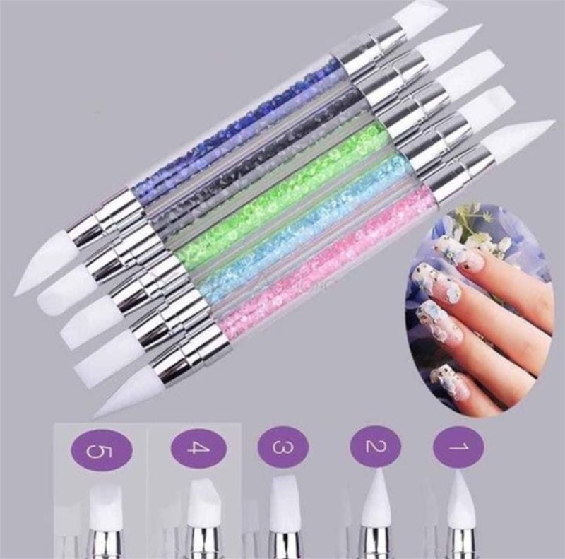 Kit 5 Pincéis Silicone Decoração Unhas 3D Profissional Nail Art/BAZAR NAIL