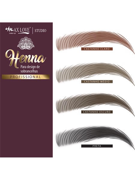 HENNA P/ SOBRANCELHA MAX LOVE CASTANHO MEDIO BOX/12UND