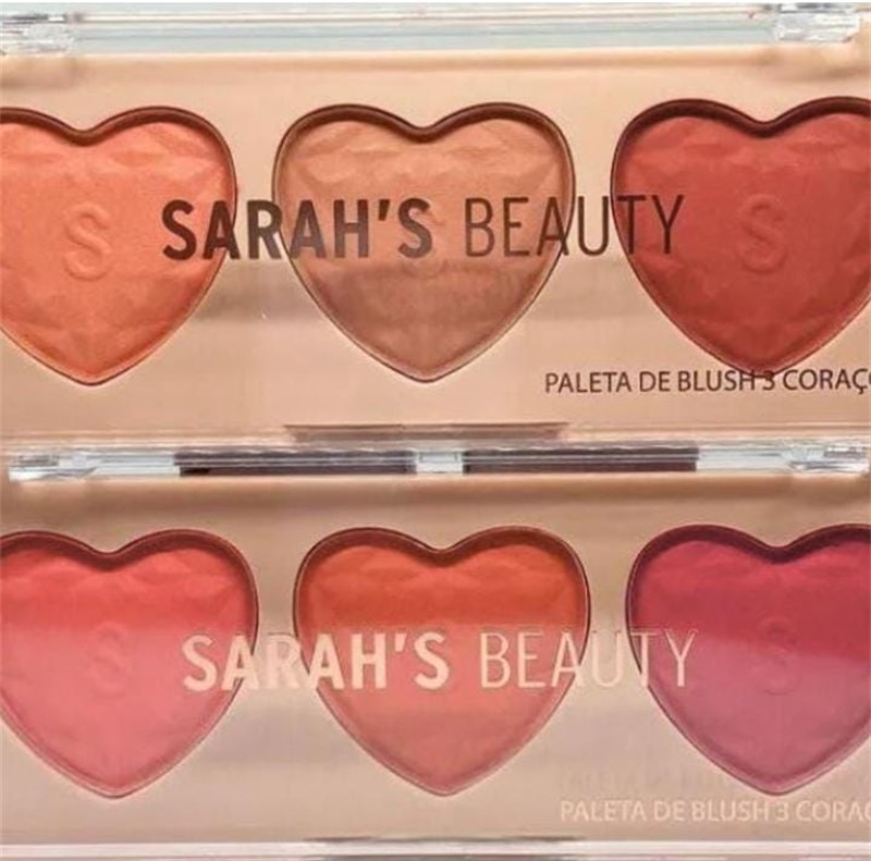 PALETA DE BLUSH 3 CORAÇOES SARAH BEAUTY 24 UND S6136