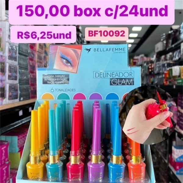 BF10092 DELINEADOR GLAM COLORIDO BELLAFEMME BOX/24UND