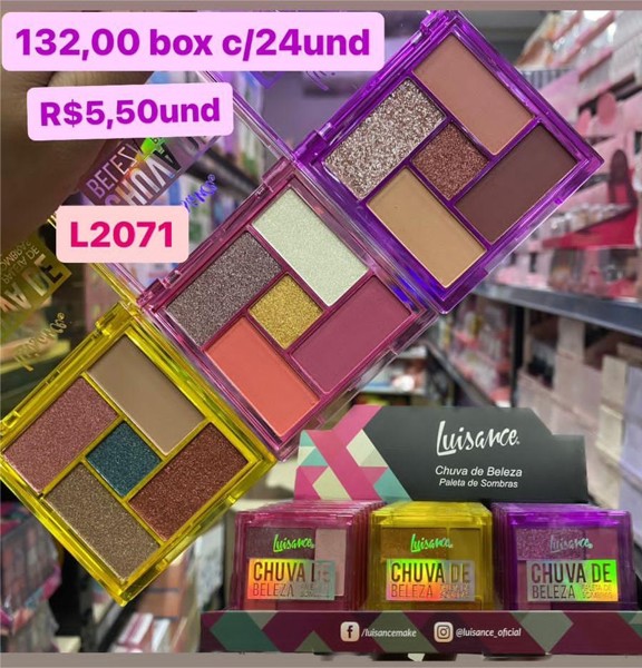 L2071 PALETA DE SOMBRAS CHUVA DE BELEZA  LUISANCE BOX/24UND
