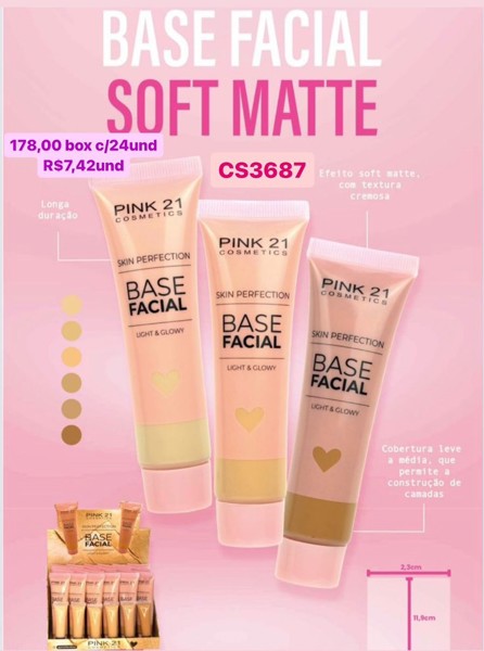 CS3687 BASE FACIAL SOFT MATTE PINK 21 BOX/24UND