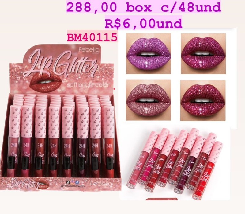 BM40115 LIP GLITTER SOFT BRIGHT COLOR FEBELLA BOX/36UND
