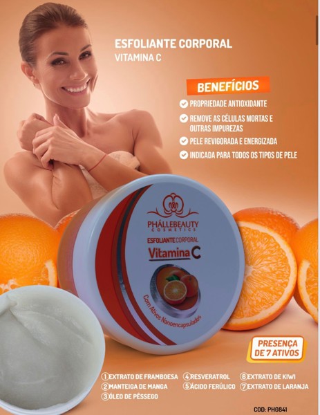 PH0841 ESFOLIANTE  CORPORAL VITAMINA C PHALLEBEAUTY BOX/12UND