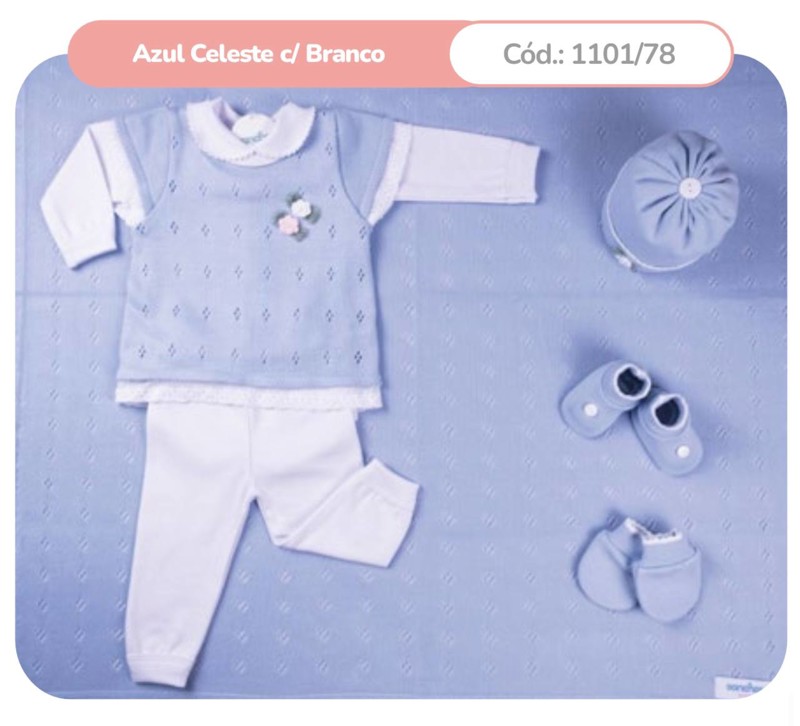 SAIDA MAT SANCHES 7PÇ FEM 1101 - AZUL CELESTE C/ BRANCO....7898535197424