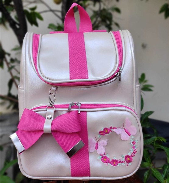 BIG MOCHILA LUXO ISABELA FEM - BEGE/PINK = JARDIM BORBOL.....7895939162379