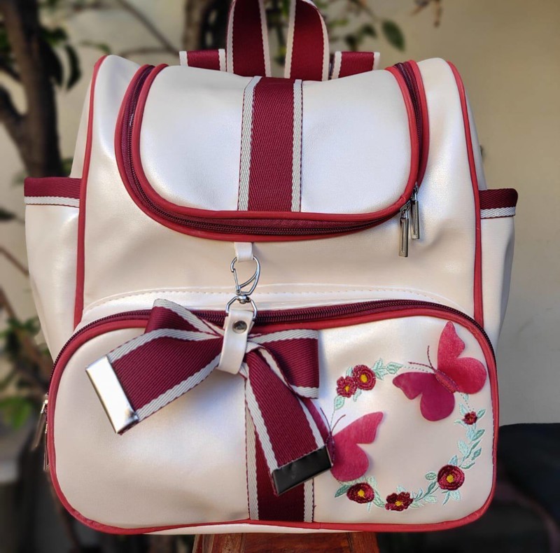 BIG MOCHILA LUXO ISABELA FEM - BEGE/VERMELHO = JARDIM BORBOL....7893357427186