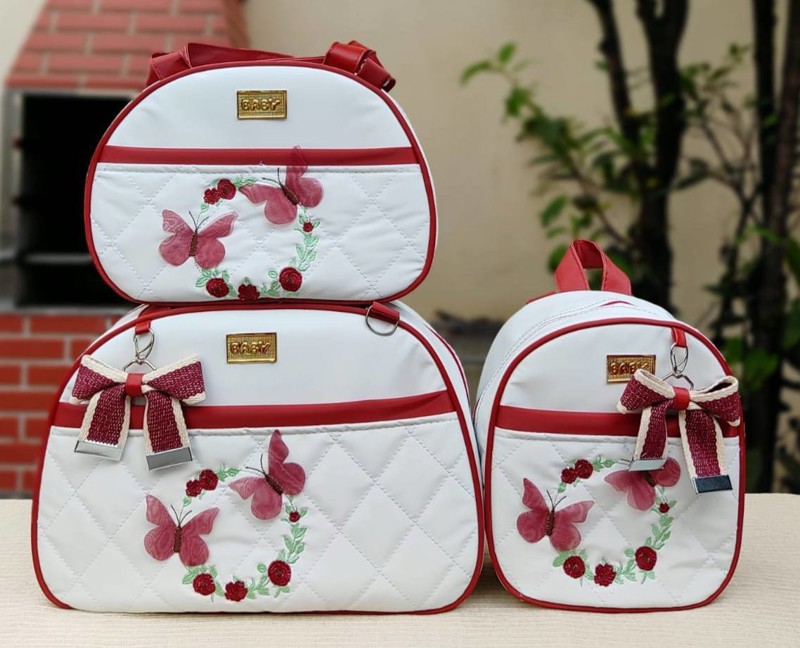 KIT BOLSA 3 PÇ ISABELA FEM - BRANCO/VERMEL = JARDIM....7897809635693