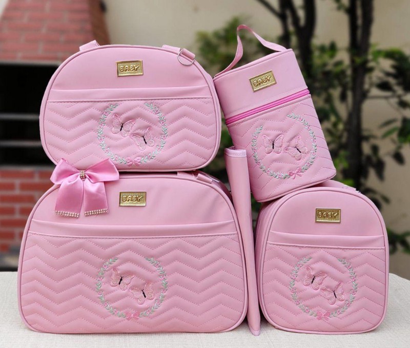 KIT BOLSA 5 PÇ ISABELA FEM - ROSA BB = JARDIM BORBOL....7894124875780