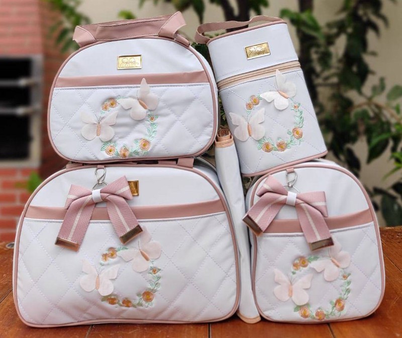 KIT BOLSA 5 PÇ ISABELA FEM - BRANCO/NUDE = JARDIM....7894496670631