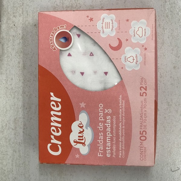 FRALDA CREMER LUXO C/5 70X68 ESTAMP - FEM...7891800332667