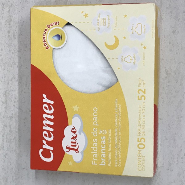 FRALDA CREMER LUXO C/5 70X70 LISA - BRANCO...7891800332629