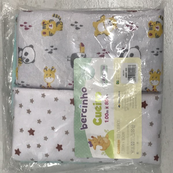 CUEIRO BERCINHO 1,00X80 EST C/3 FRANEL - NEUTRO  28005....7908131429987