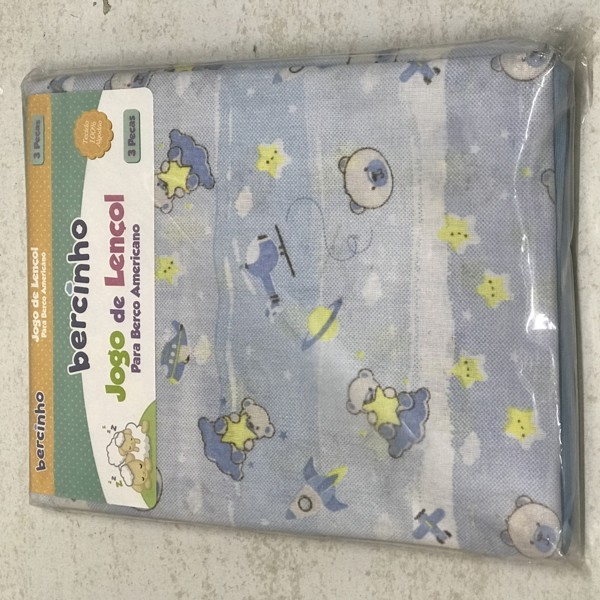 JOGO DE LENCOL BERCINHO AMER 3 PÇ MASC - URSO ESTRELAS 34014