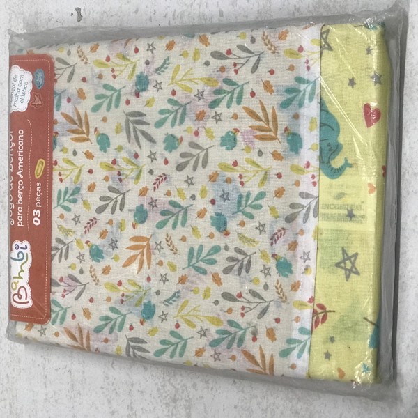 JOGO DE LENCOL BAMBI/BLUBIM AMERICANO EST. 3 PEÇAS - AMARELO