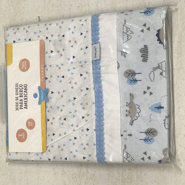 JOGO DE LENCOL BABY JOY AMERIC TRENDS 3PÇ MASC - DINO 34006