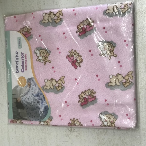 COBERTOR BERCINHO EST FRANELADO 70X90 F - URSA ROSA  25004
