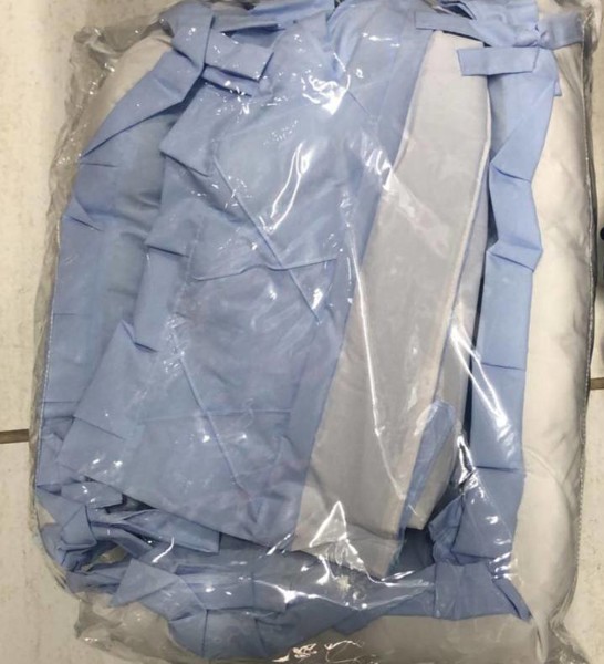 KIT MINI BERÇO SAMARA CRU. LISO - MASC = AZUL BB.....7894819031927