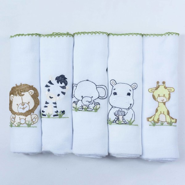 KIT FRALDA BORD C/5 ED BABY 70X70 MASC - SELVA SAFARI....7897331306917