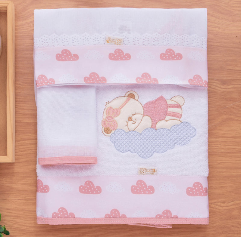 JOGO DE TOALHA P/BANHO ED BABY C/3 FEM - URSA NA NUVEM....7891540940412